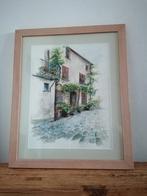 Aquarel aquareltekening schilderij huis mediterraans, Ophalen of Verzenden