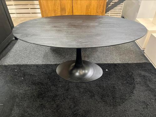 Ovale eettafel zwart mangohout – 160 cm, Huis en Inrichting, Tafels | Eettafels, Zo goed als nieuw, 50 tot 100 cm, 150 tot 200 cm