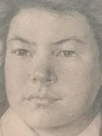 Houtskool portret jonge vrouw gesigneerd J.Maris, Ophalen of Verzenden