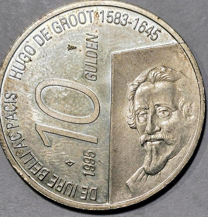 10 Gulden 1995 - Hugo de Groot, Postzegels en Munten, Munten | Nederland, Losse munt, 10 gulden, Koningin Beatrix, Zilver, Ophalen of Verzenden