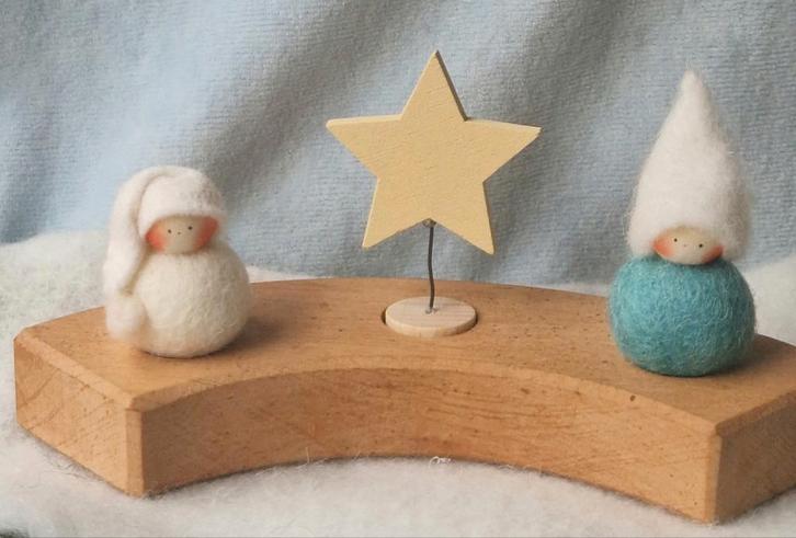 Vrije School Seizoenstafel jaarring ster winter kabouter, Hobby en Vrije tijd, Vilt, Nieuw, Figuurtje(s), Wolvilt, Verzenden