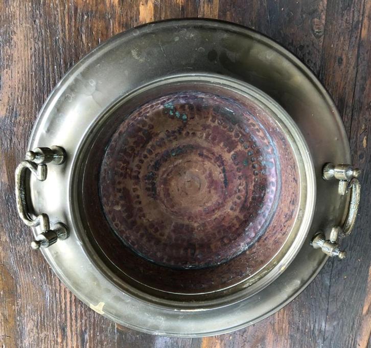 Koperen antieke schaal., Antiek en Kunst, Antiek | Kandelaars, Koper of Brons, Ophalen of Verzenden