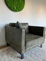 Stijlvolle groen lederen 1,5-zits love-seat van Het Anker, Ophalen, Zo goed als nieuw, 75 tot 100 cm, Modern