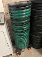 Olympische schijven, halterstangen met standaard, Sport en Fitness, Fitnessapparatuur, Ophalen, Benen, Gebruikt, Overige typen