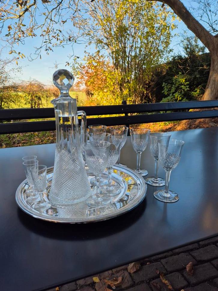 set kristallen portglazen en borrelglaasjes met karaf, Antiek en Kunst, Antiek | Glas en Kristal, Ophalen of Verzenden