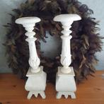 Brocante houten kandelaars 43 cm, Ophalen of Verzenden, Hout, 25 tot 50 cm