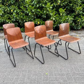 6 Vintage Pagholz Eetkamerstoelen Schoolstoelen Thur-op-Seat beschikbaar voor biedingen