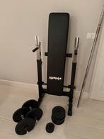 Halterbank - Fitnessbank Compact + halterstang + gewichten, Ophalen, Zo goed als nieuw, Fitnessbank