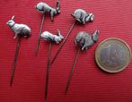 5x metalen speldjes   DIVERSE KONIJNEN RASSEN, Ophalen of Verzenden, Zo goed als nieuw, Dier of Natuur, Speldje of Pin