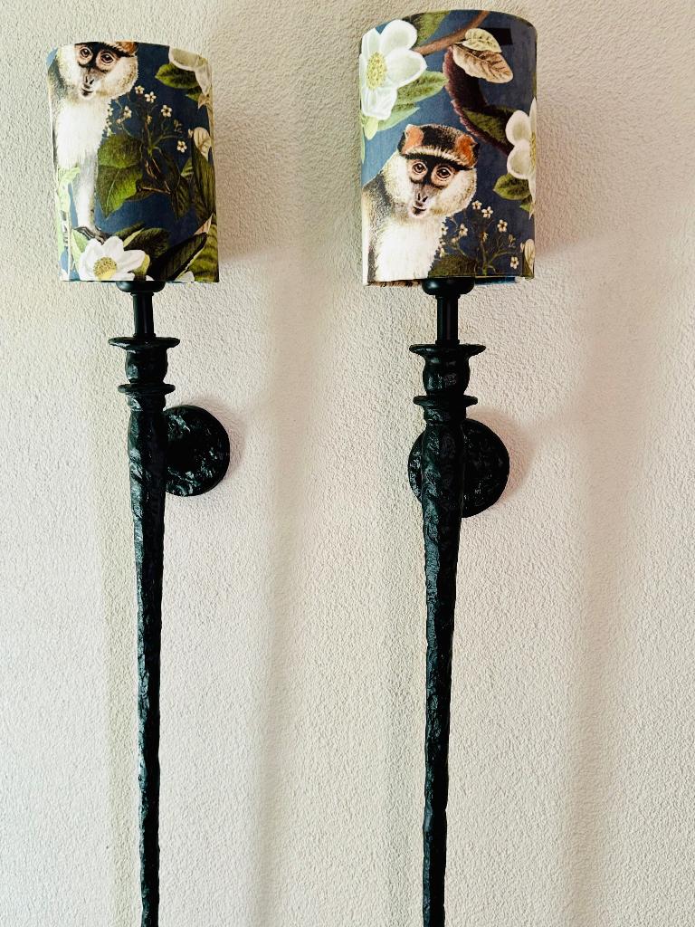 Pieter Adam Melting Paris statige torch wandlampen 2 stuks, Huis en Inrichting, Lampen | Wandlampen, Nieuw, Metaal, Stof, Ophalen