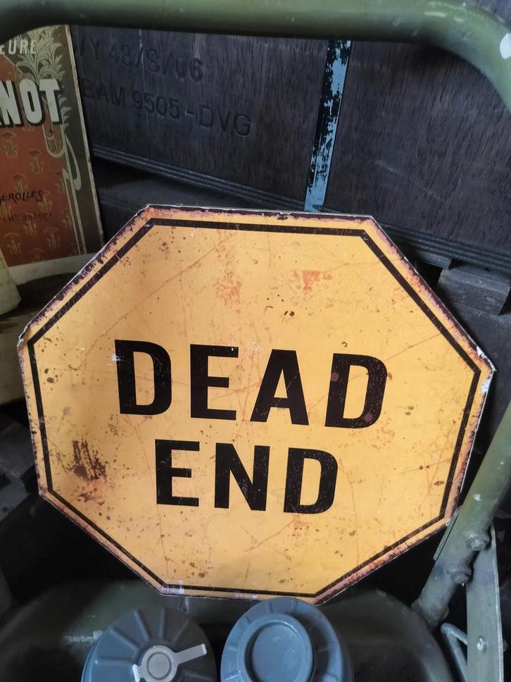 Vintage 'DEAD END' bord van hout, Verzamelen, Merken en Reclamevoorwerpen, Ophalen of Verzenden