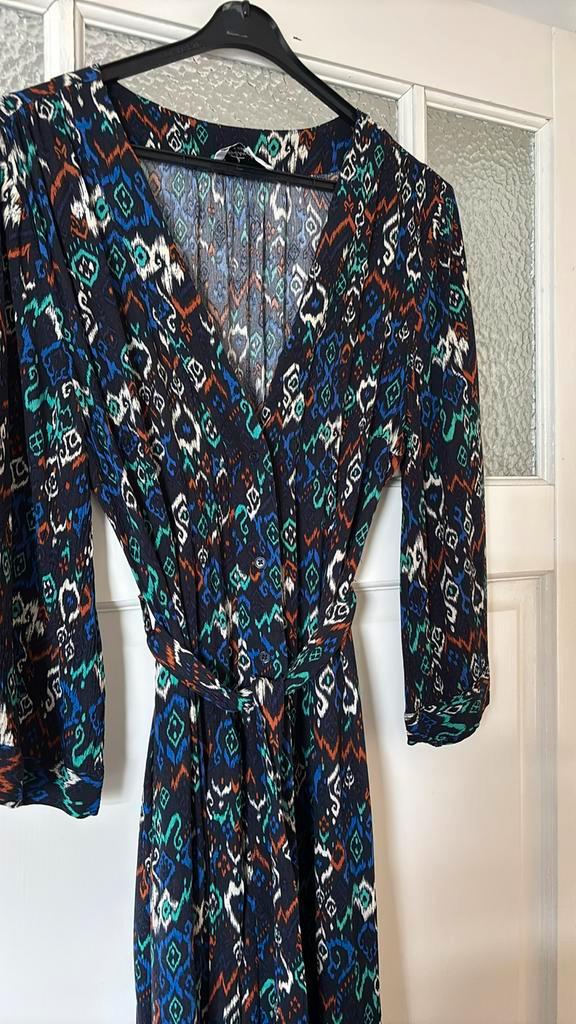 Zomerjurk viscose india patroon lang maat s, Kleding | Dames, Jurken, Zo goed als nieuw, Maat 38/40 (M), Blauw, Onder de knie