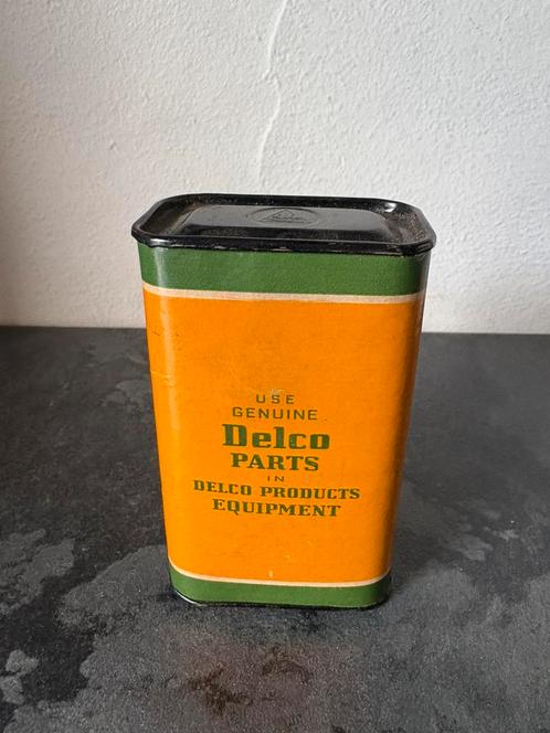Vintage dicht blik Delco parts, Verzamelen, Merken en Reclamevoorwerpen, Zo goed als nieuw, Verpakking, Ophalen of Verzenden
