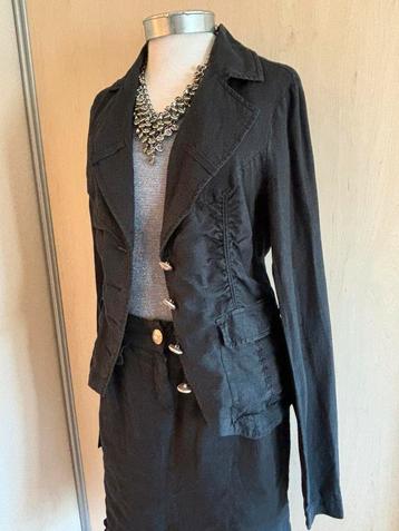 Prachtige set rok mt 38/jasje mt 42 NTS linnen zwart beschikbaar voor biedingen