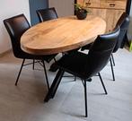 Mooie ovale tafel Mango- zwart metaal Industrieel 180 x 90cm, Ophalen, 50 tot 100 cm, Zo goed als nieuw, Vijf personen of meer