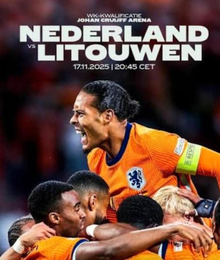 Nederland - Litouwen 5x tickets vak 110, Tickets en Kaartjes, Sport | Voetbal, Drie personen of meer