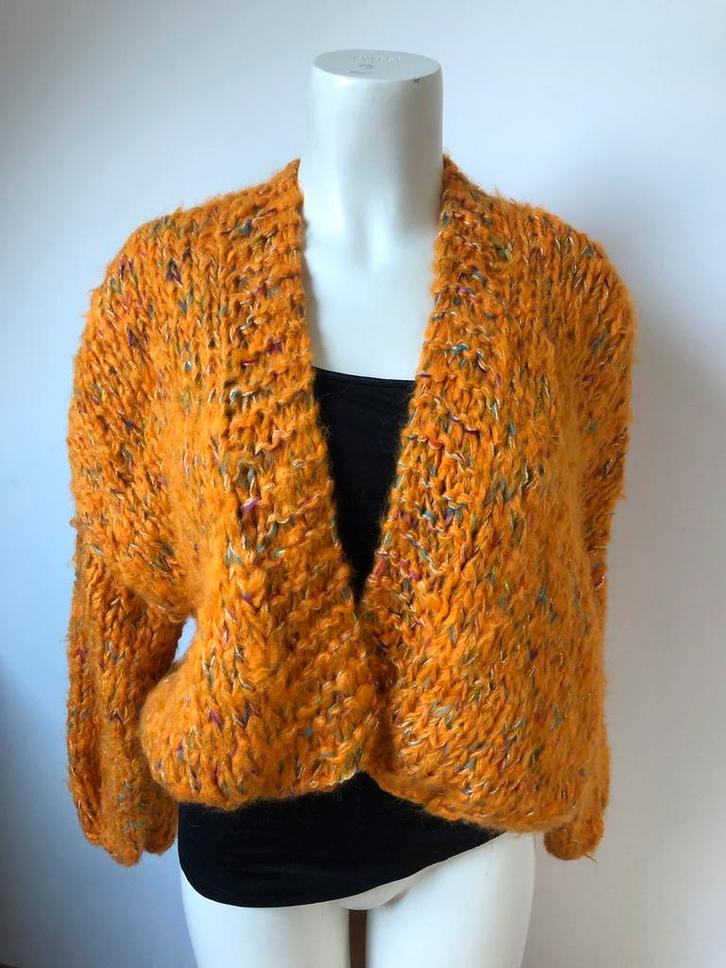 Kiro by kim oranje openvallend gebreid dik vest, Kleding | Dames, Truien en Vesten, Nieuw, Maat 42/44 (L), Oranje, Ophalen of Verzenden