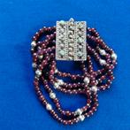 Oosterse granaten armband met turkoois & zilver, Verzenden