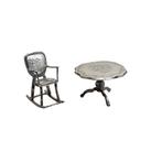 Zilveren miniatuur schommelstoel en tafel Niekerk, 1979, Antiek en Kunst, Antiek | Goud en Zilver, Ophalen of Verzenden, Zilver