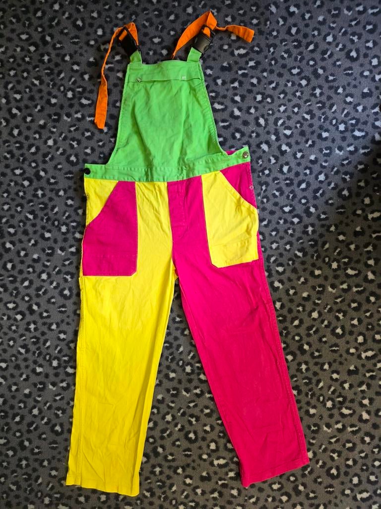 Kleurrijke tuinbroek carnaval, Kleding | Dames, Carnavalskleding en Feestkleding, Carnaval, Maat 42/44 (L), Ophalen of Verzenden