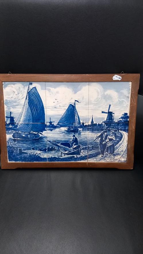Delfts Blauw Tegeltableau - Hollands Tafereel, Antiek en Kunst, Antiek | Wandborden en Tegels, Ophalen of Verzenden