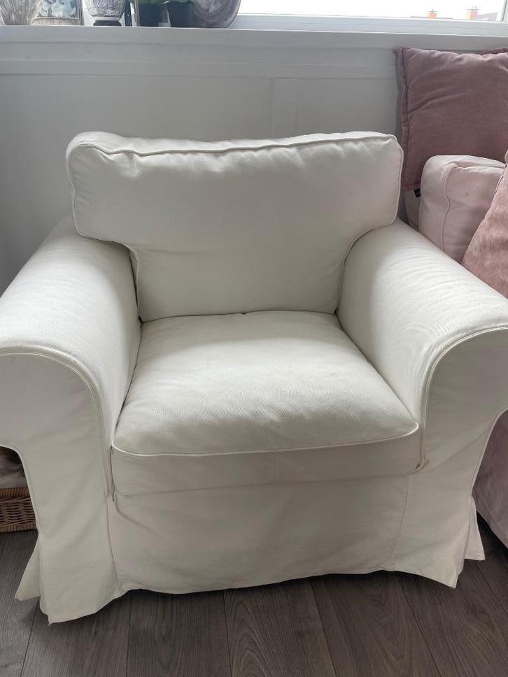 Ikea Ektorp fauteuil, Huis en Inrichting, Stoelen, Zo goed als nieuw, Eén, Stof, Wit, Ophalen