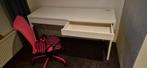 Ikea MICKE bureau - 142x50 cm - wit, met bureaustoel, Ophalen, Gebruikt, Bureau