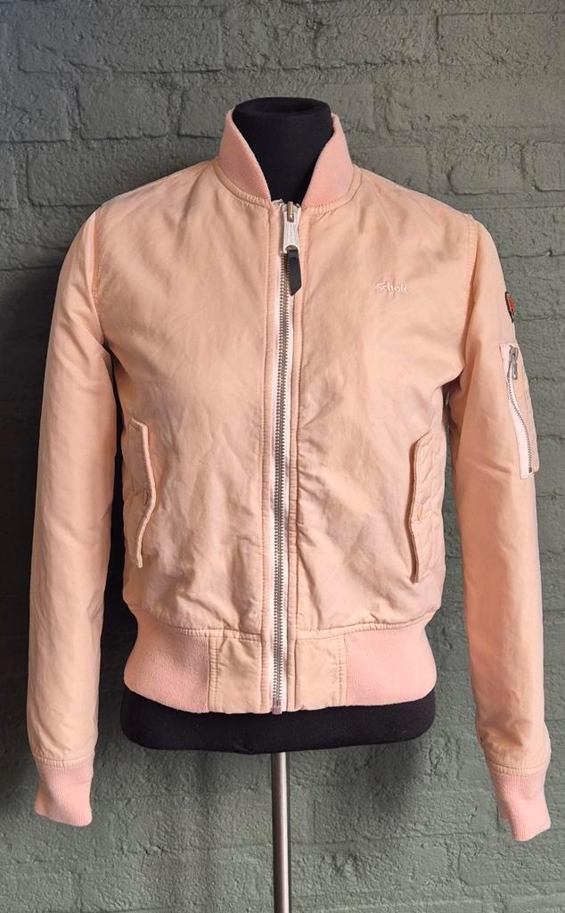Schott NYC Bomberjack Dames - Lichtroze XS, Kleding | Dames, Jassen | Winter, Gedragen, Maat 34 (XS) of kleiner, Roze, Ophalen of Verzenden