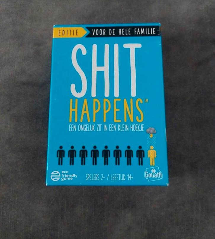 Shit happens - familie editie, Hobby en Vrije tijd, Gezelschapsspellen | Overige, Zo goed als nieuw, Ophalen of Verzenden