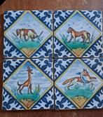 4 leuke losse Dierentegels handwerk Makkum 17e eeuwse stij, Antiek en Kunst, Ophalen of Verzenden