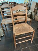 Oude Houten stoelen met rieten zitting 6 stuks, Ophalen, Gebruikt, Bruin, Vijf, Zes of meer stoelen