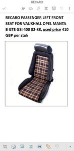 2 Recaro stoelen Opel Manta (stoffig, hebben liefde nodig), Ophalen, Gebruikt, Opel