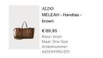 Aldo Bruine Handtas/Schoudertas - Nieuw!, Ophalen of Verzenden, Nieuw, Bruin, Handtas