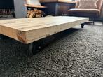 Stoere Salontafel op Wielen van Houten Balken, Huis en Inrichting, Tafels | Salontafels, Ophalen, Gebruikt, 100 tot 150 cm, Eikenhout