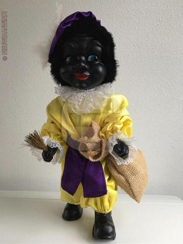 Authentieke vintage etalage zwarte Piet pop - 40cm, geel beschikbaar voor biedingen