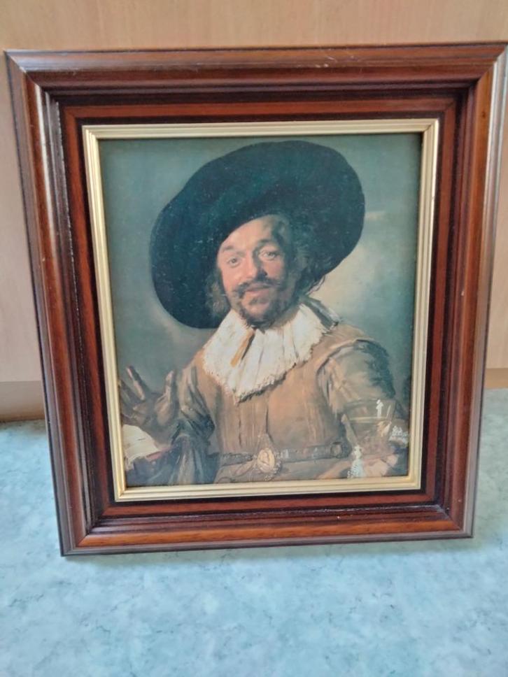 Lijstje eiken,met prent, De vrolijke drinker. Frans hals, Verzamelen, Foto's en Prenten, Gebruikt, Prent, Overige onderwerpen