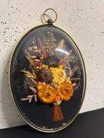 Vintage mid Century wanddecoratie bolglas lijst droogbloemen, Ophalen of Verzenden, ?, ?, ?