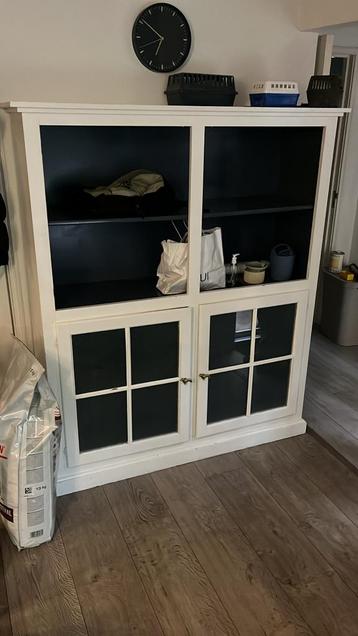 Halfhoge kast, 143x44x167,5cm, klassiek model, wit/blauw beschikbaar voor biedingen
