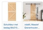 vidaXL Schuifdeur met beslag 80x210 cm massief grenenhout, Ophalen, 80 tot 100 cm, Binnendeur, Nieuw