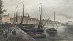handgekleurde staalgravure Amsterdam locatie Oude Teertuinen, Ophalen of Verzenden