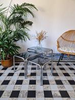 Vintage space-age chromen bijzettafeltjes | nesting tables, Huis en Inrichting, Ophalen, Kunststof, Gebruikt, Vintage space-age