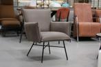 Luxe fauteuil Sanne Jess Design leer luxor mouse naturel, Ophalen, Zo goed als nieuw, Metaal, 50 tot 75 cm