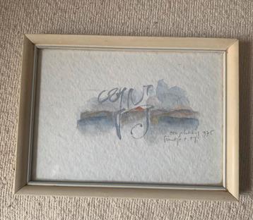 Kleine gesigneerde aquarel 1975 beschikbaar voor biedingen
