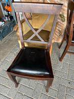 6 Eetkamerstoelen Hout/Leer, Ophalen, Gebruikt, Zwart, Vijf, Zes of meer stoelen