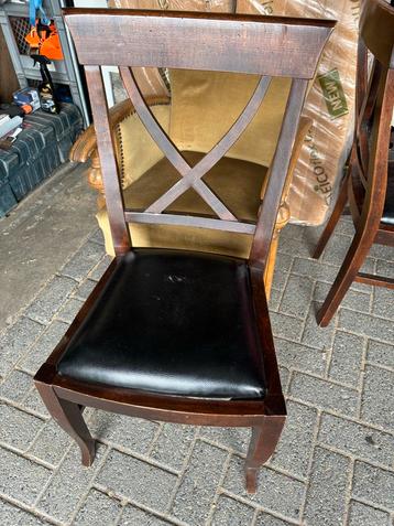 6 Eetkamerstoelen Hout/Leer beschikbaar voor biedingen