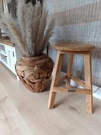 Robuuste teakhouten kruk met houtnerf nieuw, Ophalen of Verzenden, Nieuw, Hout