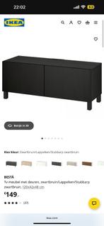 Tv meubel Ikea zwart, Huis en Inrichting, Kasten | Televisiemeubels, Ophalen, Kunststof, Zo goed als nieuw, 200 cm of meer