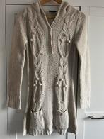 gebreid lang vest / jurk met capuchon crème mt  S kabeltrui, Maat 38/40 (M), Beige, Ophalen of Verzenden, Zo goed als nieuw