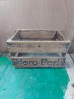 Oude reclame houten krat HERO PERL ZELDZAAM, Ophalen, Gebruikt, Reclamebord