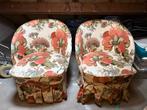 Fauteuiltjes bloem 2 stuks + Voetstoel, Huis en Inrichting, Fauteuils, Ophalen, Gebruikt, Minder dan 75 cm, Stof